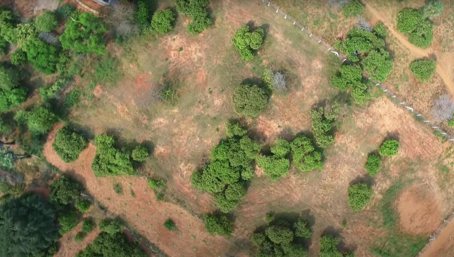 03 drone view top - Land with Main Road Frontage in Auroville
