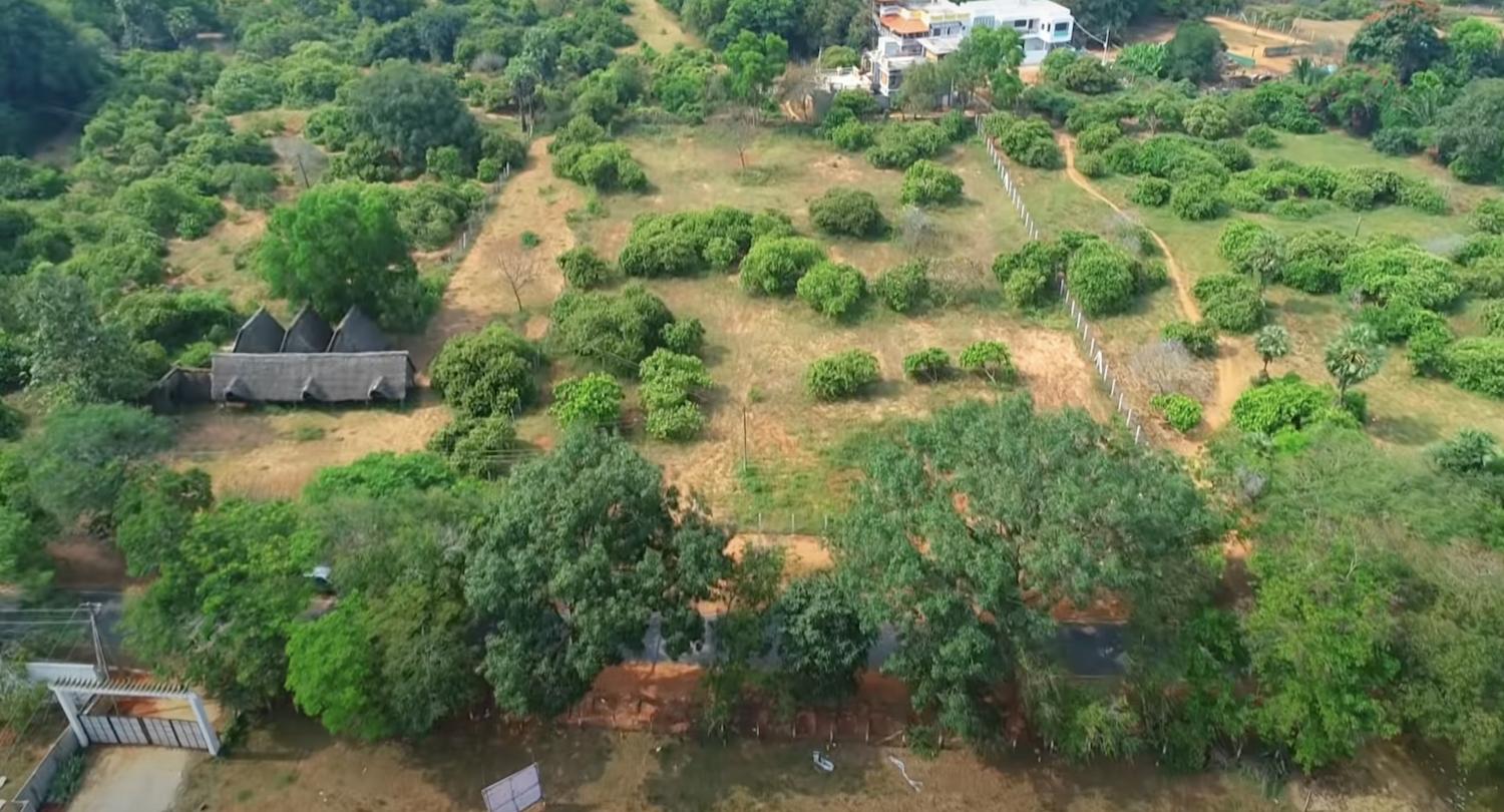 04 drone view with road - Land with Main Road Frontage in Auroville