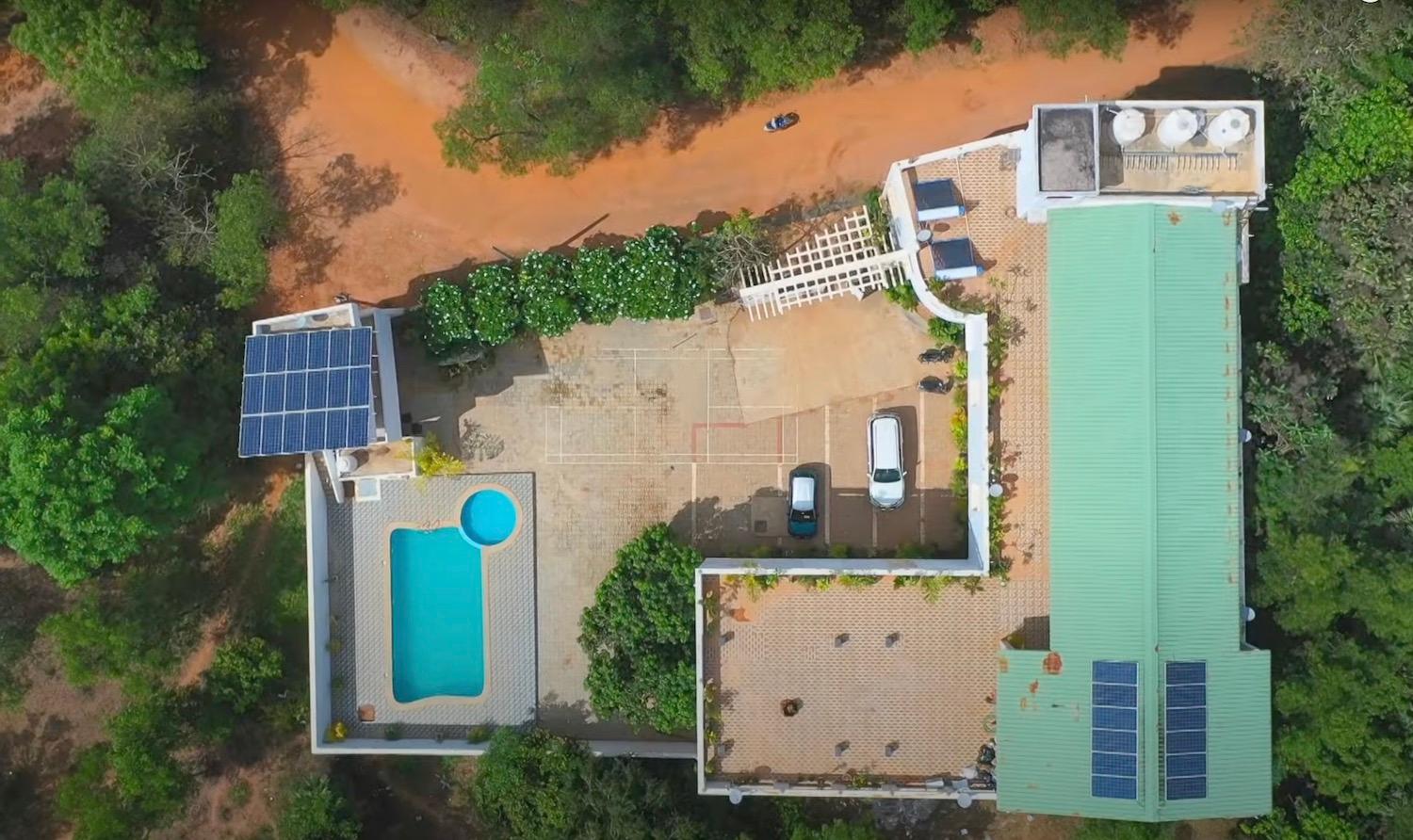 03 dron view top - Guest House with 24 Rooms in Auroville