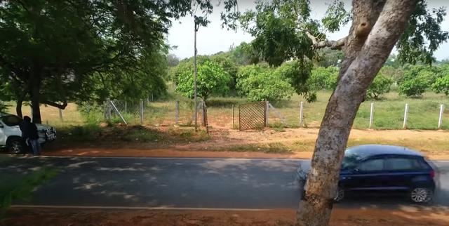01 front entrance - Land with Main Road Frontage in Auroville
